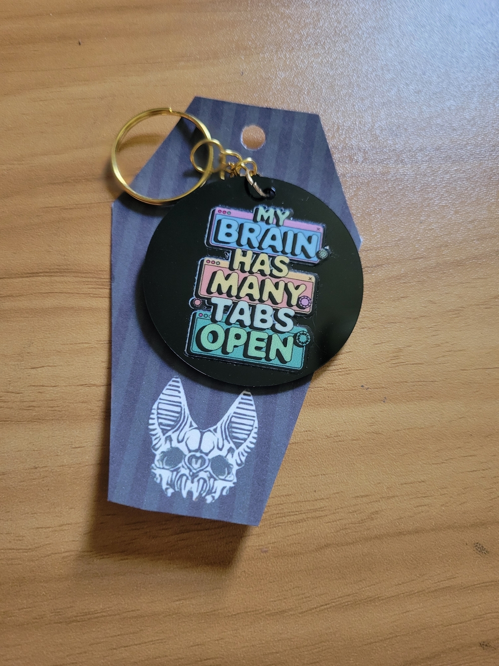 💀NEW💀 Hand Crafted Black Keychain with Multicolor Retro Text